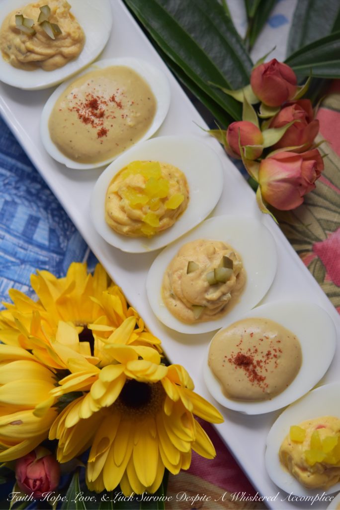 Deviled Eggs Three Delicious Ways - Turn ordinary deviled eggs into something delightfully delicious using the condiments and garnishes you have on hand in your refrigerator, pantry, or spice cabinet. These Thousand Island, Worcestershire, and Mild Pepper Ring Deviled Eggs are just three examples of what you can create with everyday ingredients.