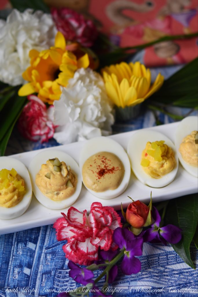 Deviled Eggs Three Delicious Ways - Turn ordinary deviled eggs into something delightfully delicious using the condiments and garnishes you have on hand in your refrigerator, pantry, or spice cabinet. These Thousand Island, Worcestershire, and Mild Pepper Ring Deviled Eggs are just three examples of what you can create with everyday ingredients.