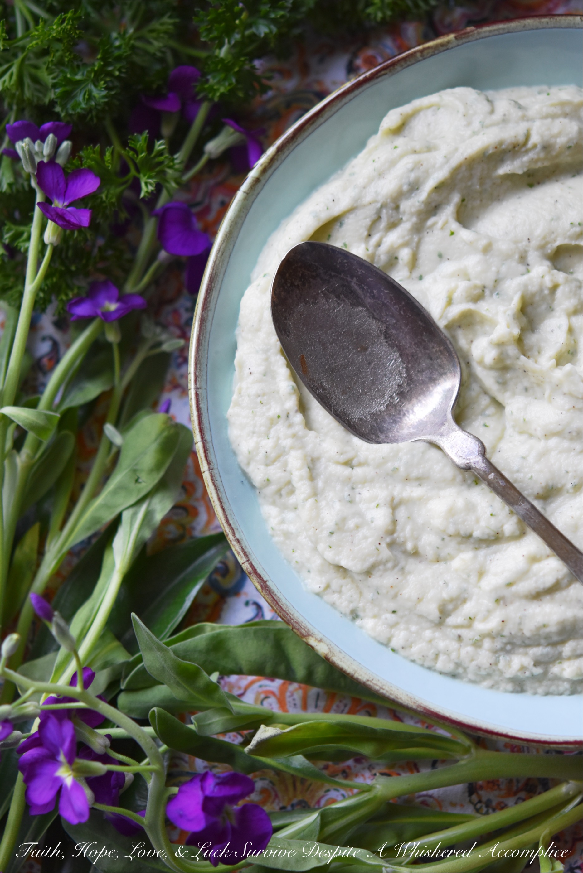 Creamy Mashed Cauliflower with Asiago & Parsley