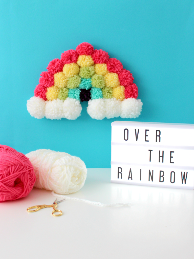 DIY Pom Pom Rainbow Art - White House Crafts - Welcome to the Friday Frenzy, the best food and craft link party on the web. Visit us this week to see what recipes and crafts we are most excited about.