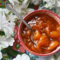 Small-Batch Ginger & Peach Jam - Finely diced crystallized ginger and frozen sliced peaches blend together with sugar, sea salt, and lemon juice in this small-batch sweet and spicy jam.