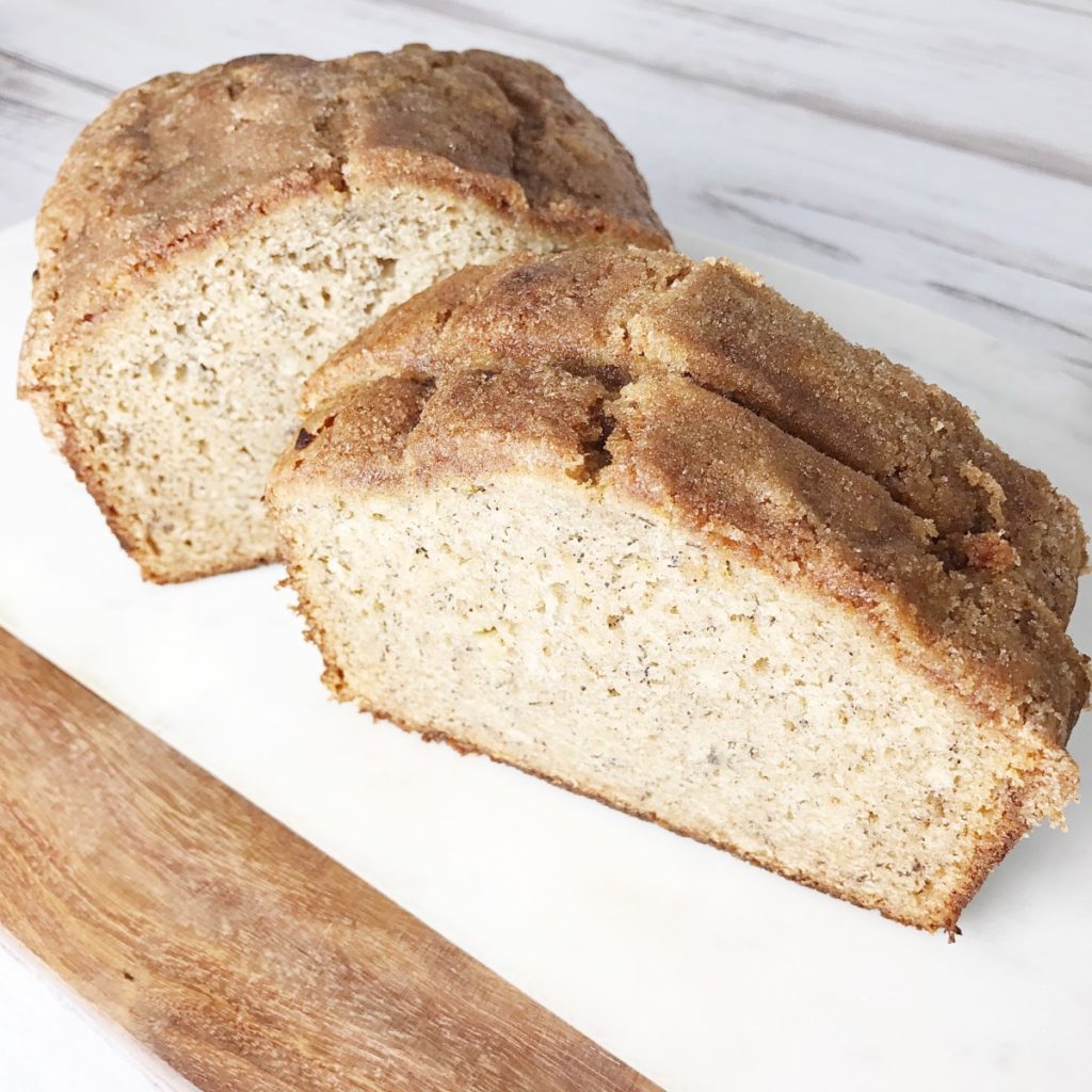 Banana Bread with Cinnamon Sugar Crust - Kelly Lynn's Sweets & Treats - Now that the warmer weather is finally making itself known, it's time to share some "Spring Inspired Recipes." We've rounded up a few of our favorite spring-worthy favorites for this April Recipe Round-Up.