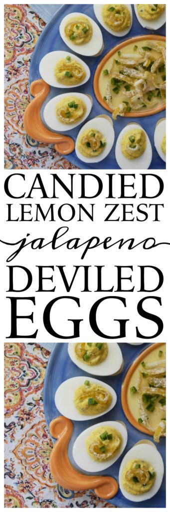 Candied lemon zest and finely chopped jalapeños turn ordinary deviled eggs into something quite extraordinary, with the addition of a touch of mayonnaise, honey, and freshly squeezed lemon juice. Add a little bit of salt and pepper and your taste buds will simply go crazy due to absolute flavor overload.
