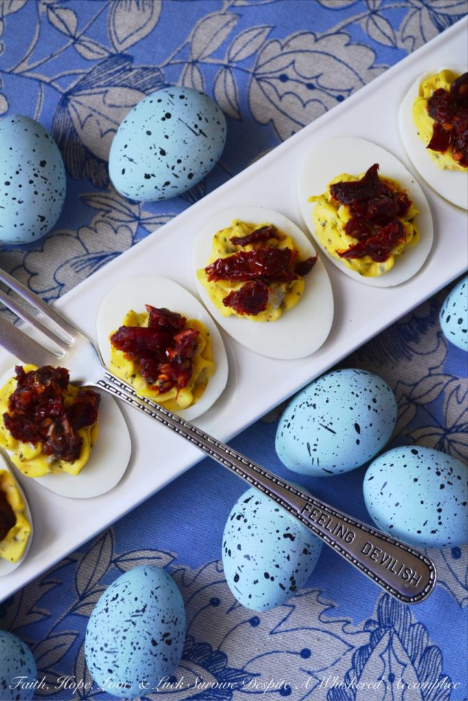 Simple Sun-Dried Tomato Deviled Eggs - Faith, Hope, Love, & Luck - Now that the warmer weather is finally making itself known, it's time to share some "Spring Inspired Recipes." We've rounded up a few of our favorite spring-worthy favorites for this April Recipe Round-Up.