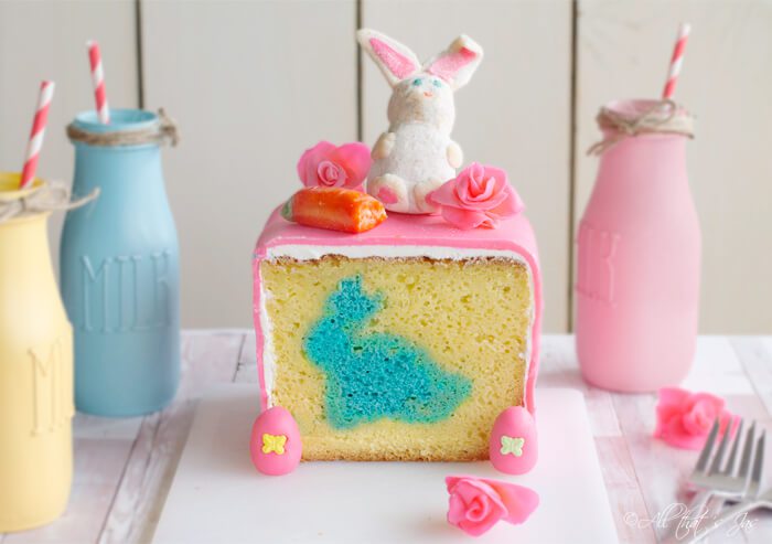 Surprise Easter Bunny Cake - All That's Jas - Welcome to the Friday Frenzy, the best food and craft link party on the web. Visit us this week to see what recipes and crafts we are most excited about.