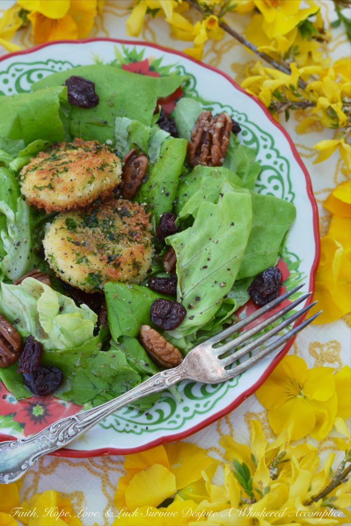 Toasted Goat Cheese & Pecan Salad - Why settle for an average run-of-the-mill salad, when you can have a salad topped with warm toasted goat cheese and slightly spicy sugared pecans? Add a few dried cherries into the mix, along with a light vinaigrette and there's no way you can go wrong with this sweet and tangy salad combination.