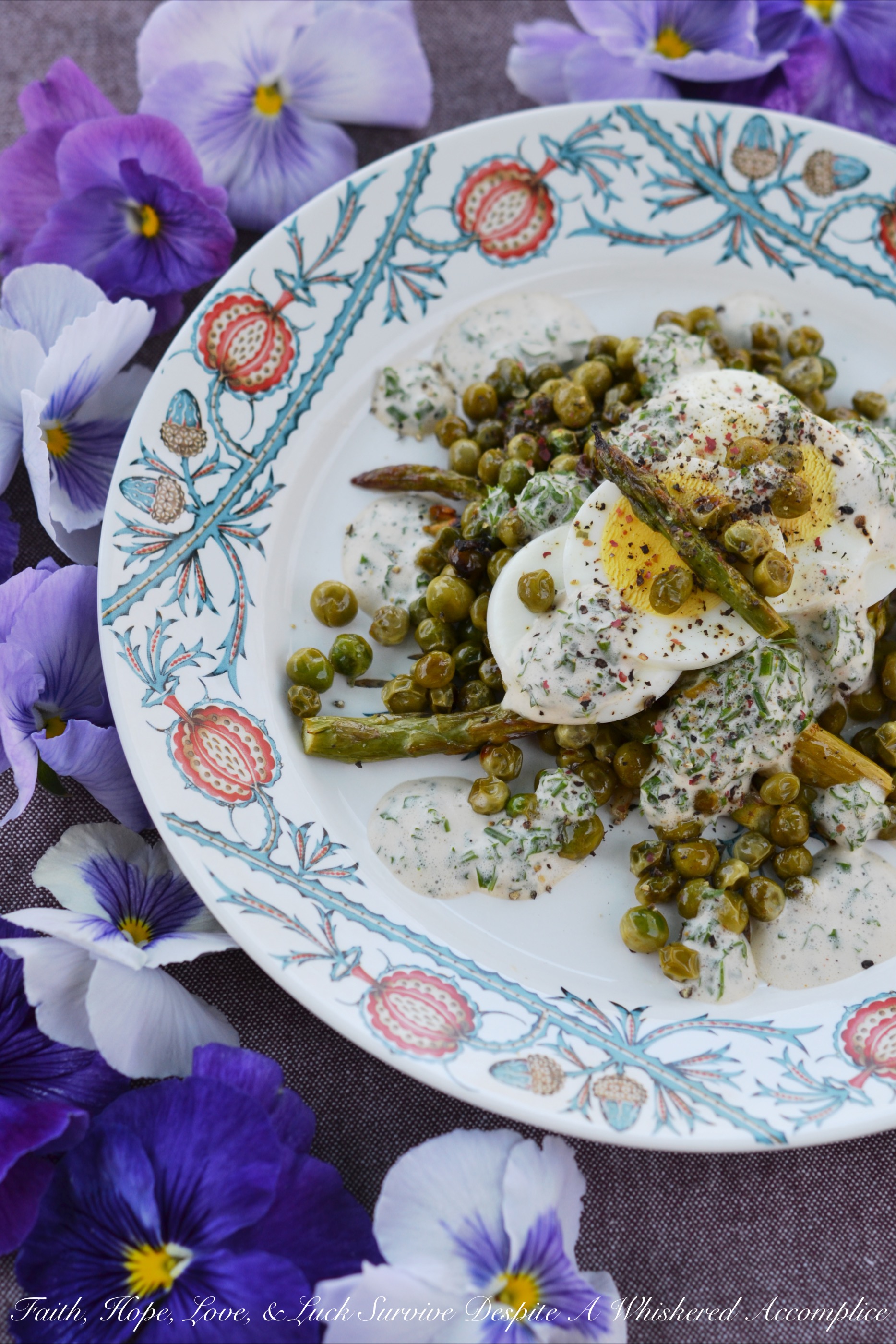 Creamy Roasted Asparagus & Pea Salad