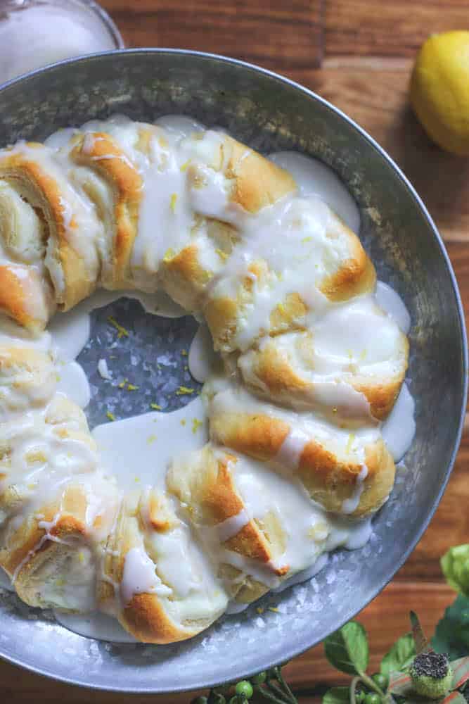 Lemon-Cream Cheese Crescent Ring - The Baking ChocolaTess - These mom-worthy recipes are delicious, flavorful, and simply perfect to help you celebrate Mother's Day. May's recipe round-up will help you plan the perfect meal to help let your mother know just how special she is to you.