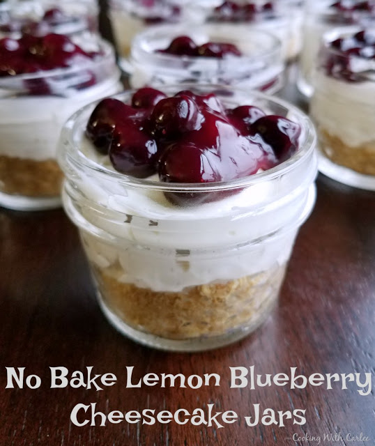 No Bake Lemon Blueberry Cheesecake Jars - Cooking with Carlee - Welcome to the Friday Frenzy, the best food and craft link party on the web. Visit us this week to see what recipes and crafts we are most excited about.