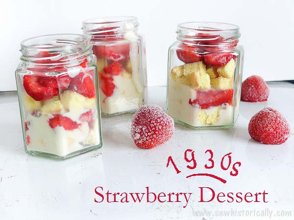 Old-Fashioned Strawberry Dessert - Sew Historically - Welcome to the Friday Frenzy, the best food and craft link party on the web. Visit us this week to see what recipes and crafts we are most excited about.