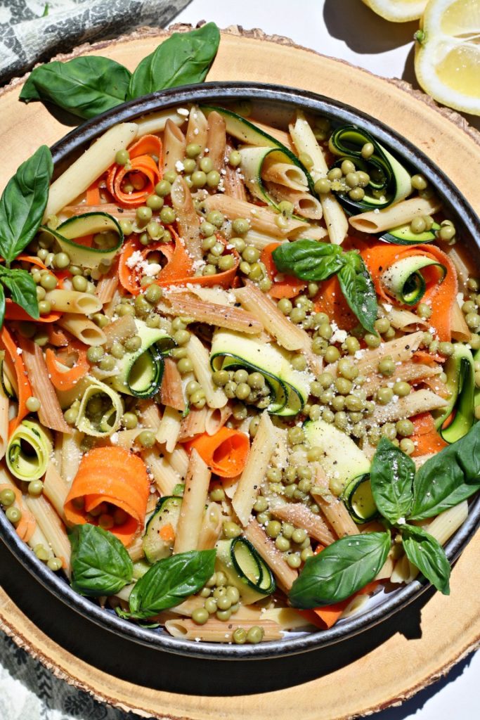 Cream Free Pasta Primavera - Looney for Food - Welcome to the Friday Frenzy, the best food and craft link party on the web. Visit us this week to see what recipes and crafts we are most excited about.