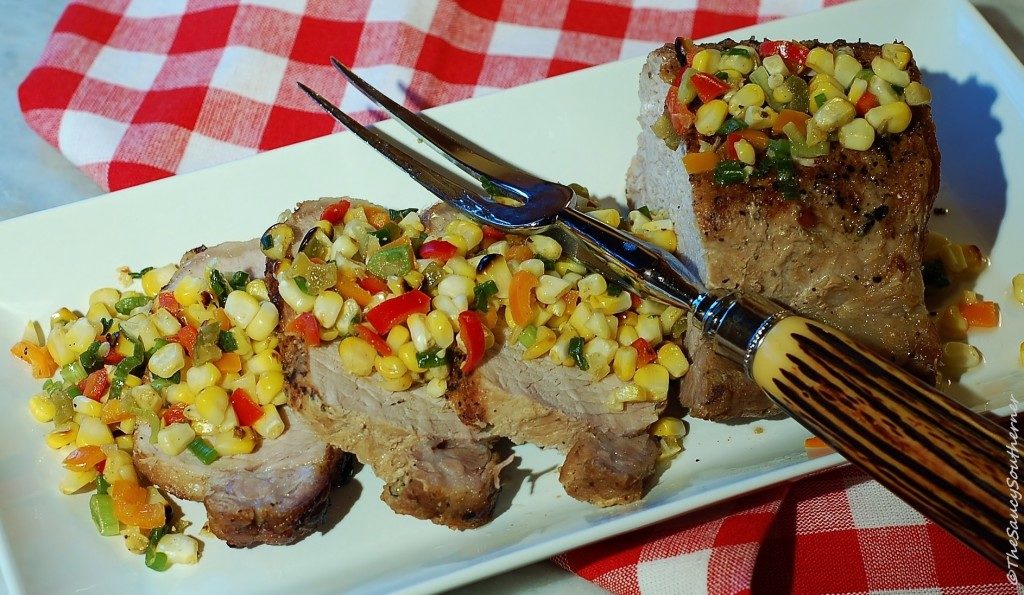 Marinated Pork Loin with Grilled Corn Salsa - The Saucy Southerner - This month we're sharing our best and our absolute favorite recipes for dads in our June monthly recipe round-up. You're sure to find just the right recipe to make for your father this Father's Day.
