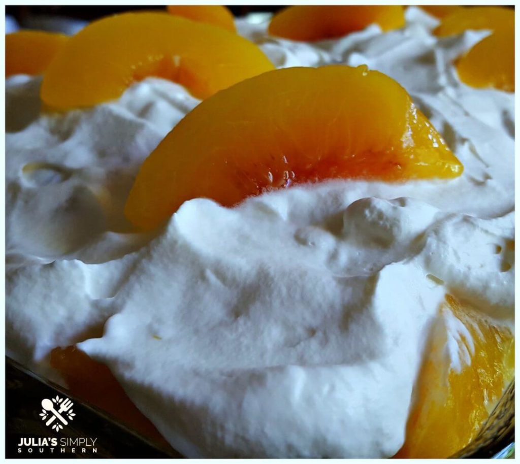 Peaches & Cream Poke Cake - Julia's Simply Southern - Welcome to the Friday Frenzy, the best food and craft link party on the web. Visit us this week to see what recipes and crafts we are most excited about.