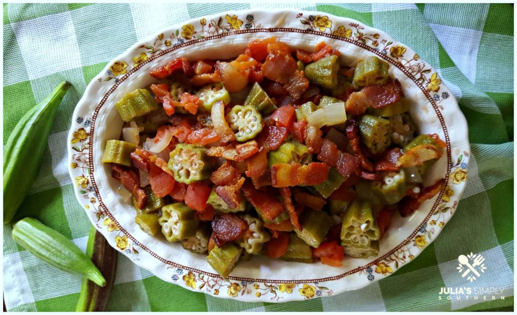 Southern Stewed Okra & Tomatoes - Julia's Simply Southern - Welcome to the Friday Frenzy, the best food and craft link party on the web. Visit us this week to see what recipes and crafts we are most excited about.