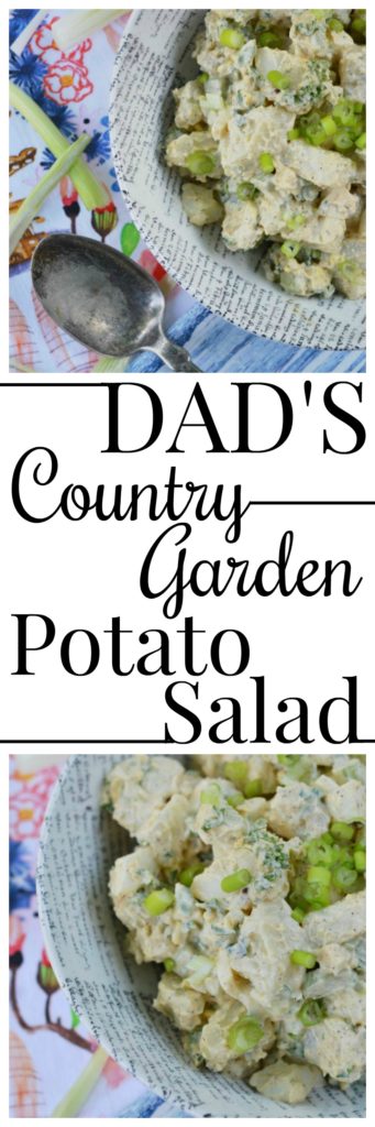 Dad's Country Garden Potato Salad - This country potato salad is made using fresh ingredients straight from the garden, along with creamy mayonnaise and a few simple ingredients. Loaded with hard-boiled eggs, finely chopped celery, fresh parsley, and chopped garden scallions or spring onions, this flavorful side salad is one that any dad would be thrilled to be served.