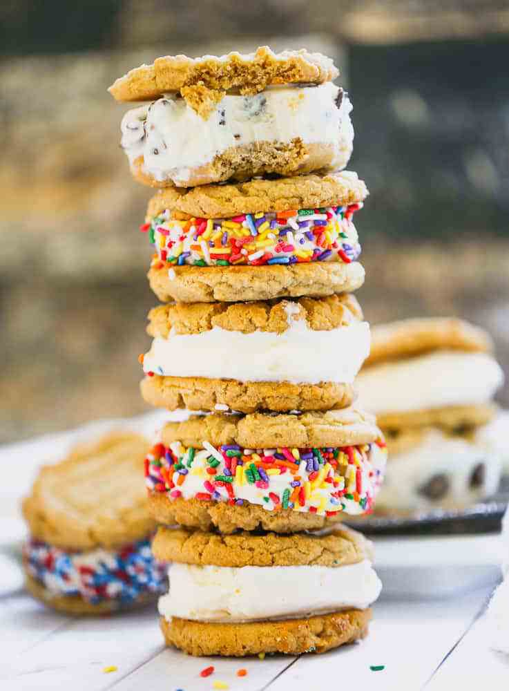 Peanut Butter Cookie Ice Cream Sandwiches - The Baking ChocolaTess - August 2018 Recipe Round-Up - For the month of August, we're sharing all of our favorite summertime recipes to make for a backyard barbecue, picnic, or cookout. After all, the warm summer weather won't stick around forever, so we need to spend as much time outdoors as possible before autumn arrives.