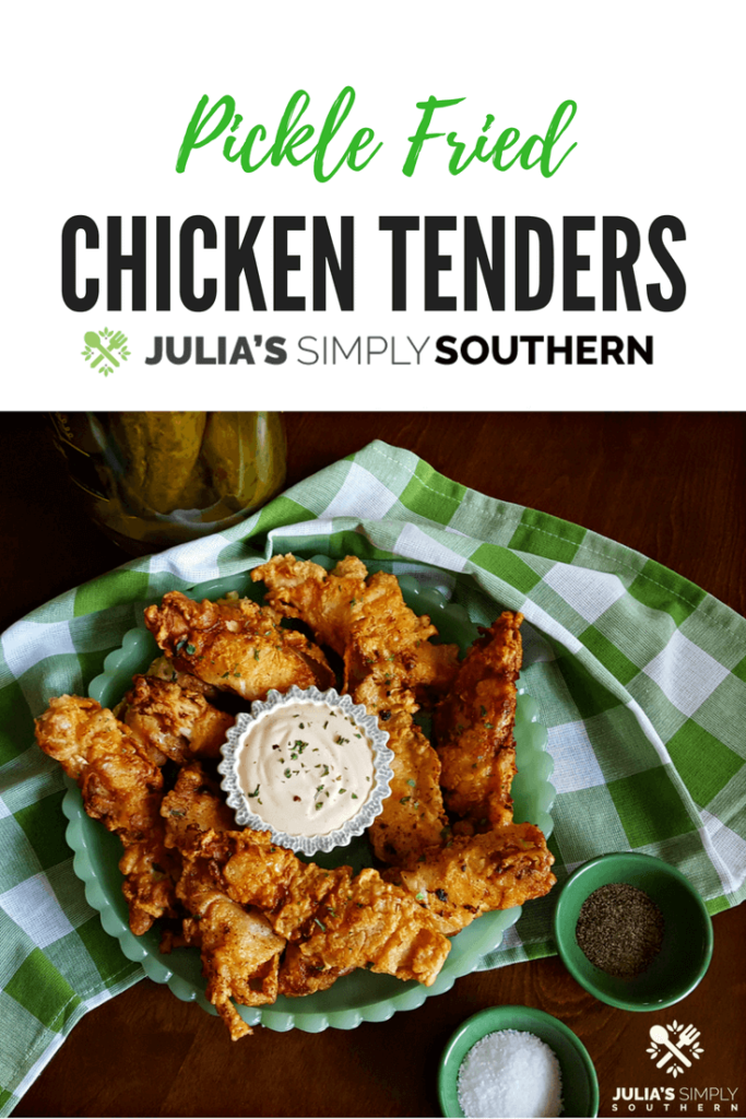 Pickle Fried Chicken Tenders - Julia's Simply Southern - Welcome to the Friday Frenzy, the best food and craft link party on the web. Visit us this week to see what recipes and crafts we are most excited about.