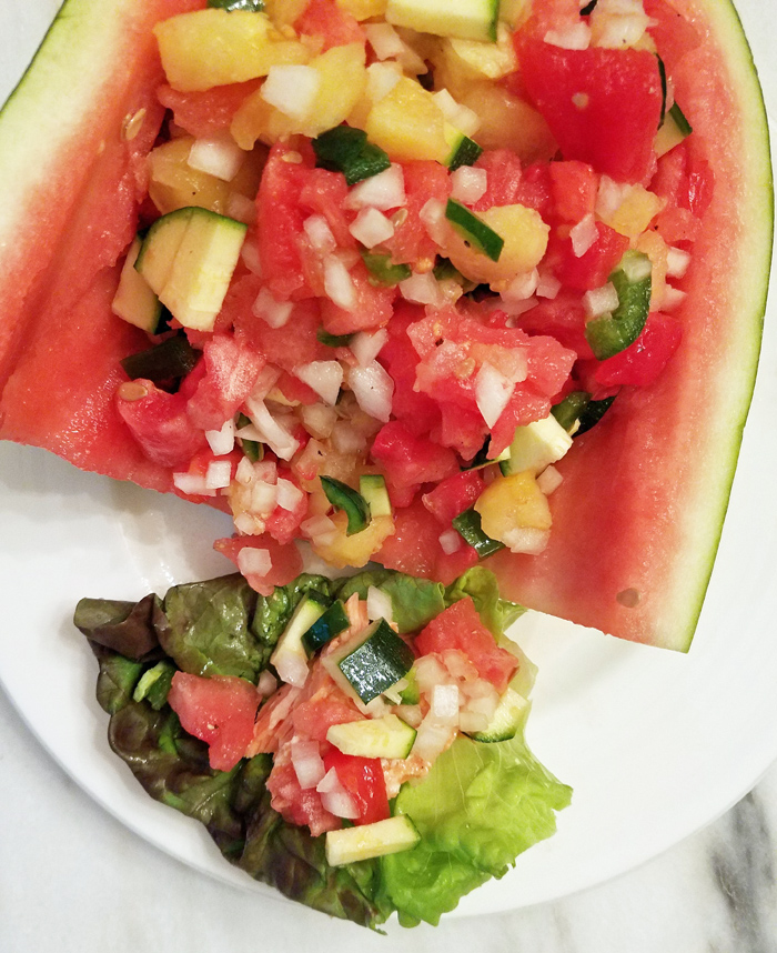 Salmon Tacos with Watermelon Pico de Gallo - Pies and Plots - August 2018 Recipe Round-Up - For the month of August, we're sharing all of our favorite summertime recipes to make for a backyard barbecue, picnic, or cookout. After all, the warm summer weather won't stick around forever, so we need to spend as much time outdoors as possible before autumn arrives.