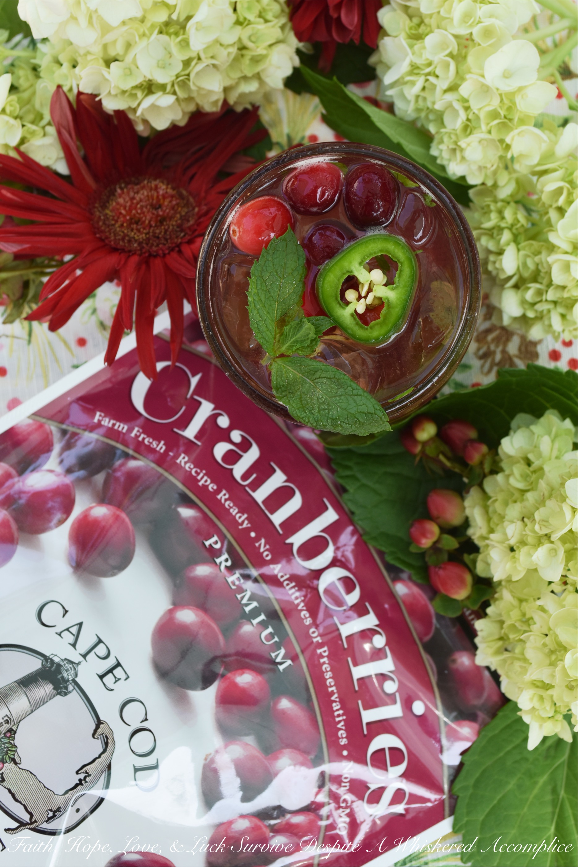 Spicy Cranberry & Jalapeño Mint Juleps - Add a little bit of spice to your happy hour with this cranberry and jalapeño infused mint julep. It uses a homemade sweet and spicy cranberry jalapeño jam sauce in lieu of sugar so that your cocktail has just the right amount of sugar and heat. Simply add a bit of fresh mint, bourbon, and sparkling water or club soda to it for the perfect cocktail hour worthy drink.