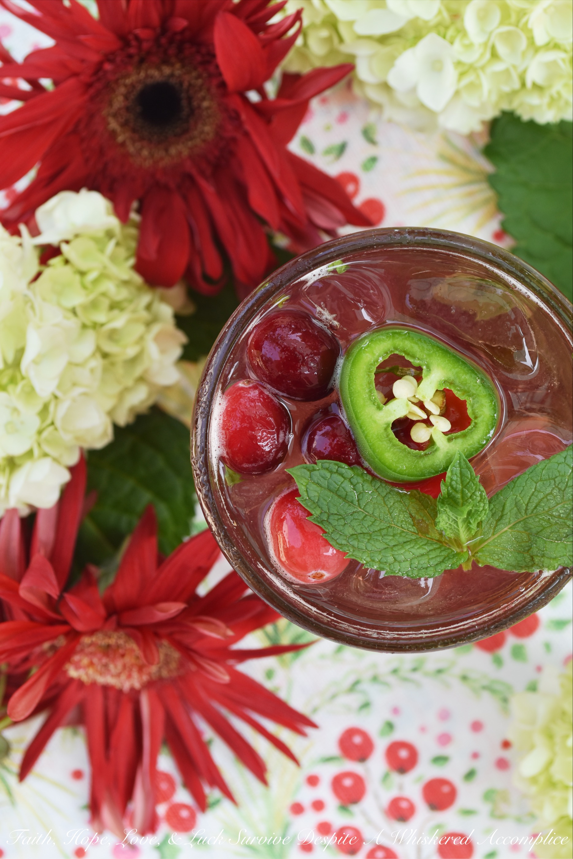 Spicy Cranberry & Jalapeño Mint Juleps - Add a little bit of spice to your happy hour with this cranberry and jalapeño infused mint julep. It uses a homemade sweet and spicy cranberry jalapeño jam sauce in lieu of sugar so that your cocktail has just the right amount of sugar and heat. Simply add a bit of fresh mint, bourbon, and sparkling water or club soda to it for the perfect cocktail hour worthy drink.
