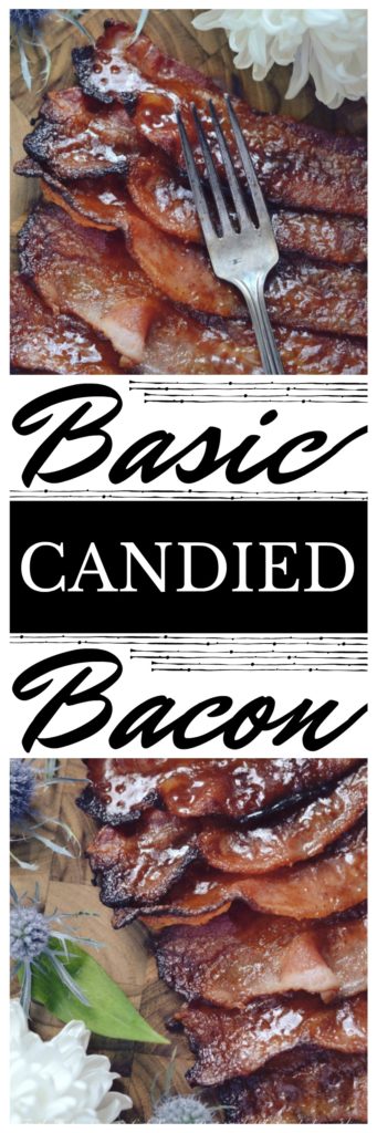 Basic Candied Bacon - Why have normal bacon, when you can have candied bacon? This basic candied bacon, uses brown sugar, maple syrup, Dijon mustard, and ground chipotle to transform ordinary oven-baked bacon into something truly unforgettable. You may never eat normal bacon again.