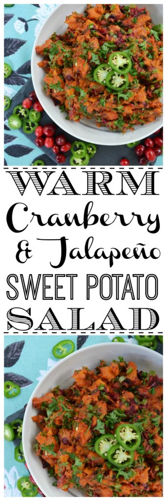 Warm Cranberry & Jalapeño Sweet Potato Salad - This warm side salad is made using oven-roasted sweet potatoes and cranberries, which are tossed in a sweet and spicy sauce, along with chopped scallions, finely diced jalapeño, and fresh parsley. This unique and flavorful summer potato salad just goes to show you that sweet potatoes and cranberries aren't just for Thanksgiving anymore.