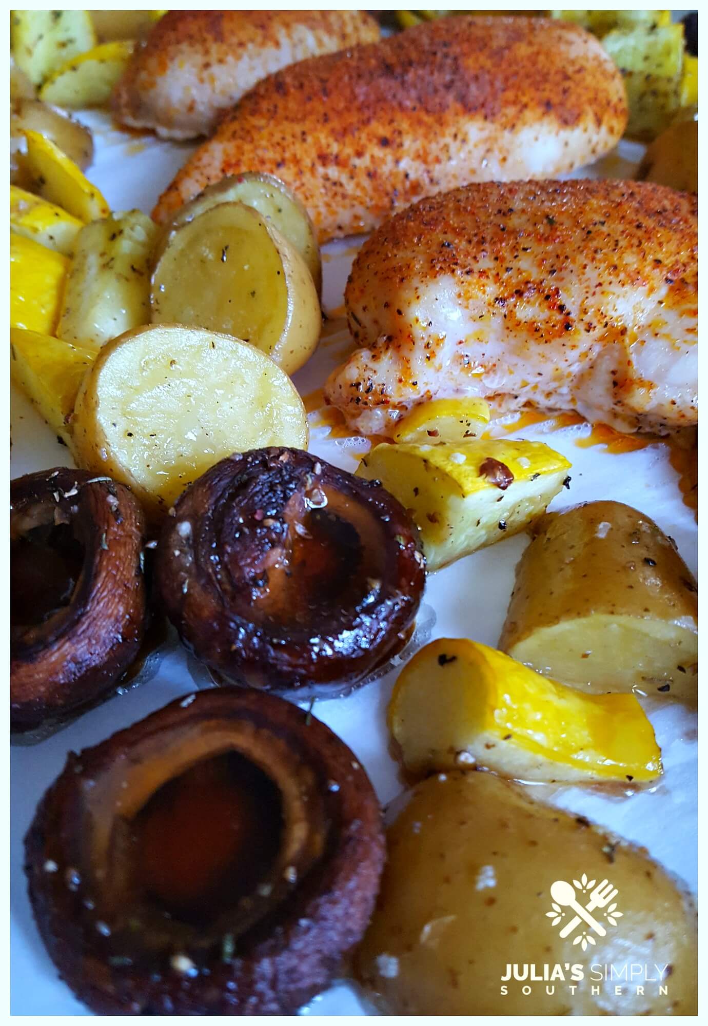 Creole Chicken Sheet Pan Diner - Julia's Simply Southern - Welcome to the Friday Frenzy, the best food and craft link party on the web. Visit us this week to see what recipes and crafts we are most excited about.