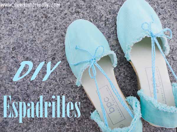 DIY Espadrilles - Sew Historically - Welcome to the Friday Frenzy, the best food and craft link party on the web. Visit us this week to see what recipes and crafts we are most excited about.