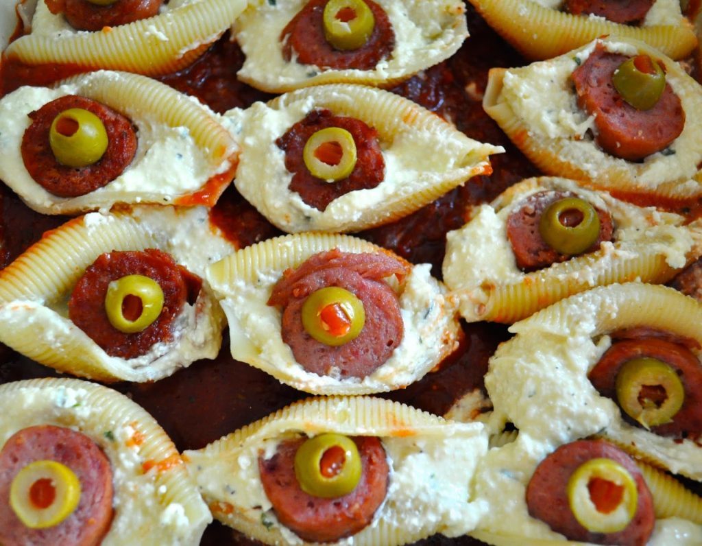 I Spy Creepy Monster Eyes Pasta - Little House Big Alaska - Now that it's fall and Halloween's right around the corner, we're all looking for a few cute recipes to celebrate the autumn season with. This month's October recipe round-up is packed with tons of spooky sweet and savory recipes to help you and your little goblins get in the holiday spirit.