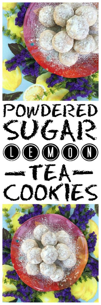 Powdered Sugar Lemon Tea Cookies - These delicate lemon cookies are the perfect cookie to serve alongside a hot cup of tea. Before baking, they're rolled in powdered sugar for an extra sweet flavor, and after baking, they're lightly dusted with powdered sugar to help make them look just as fabulous as they taste.