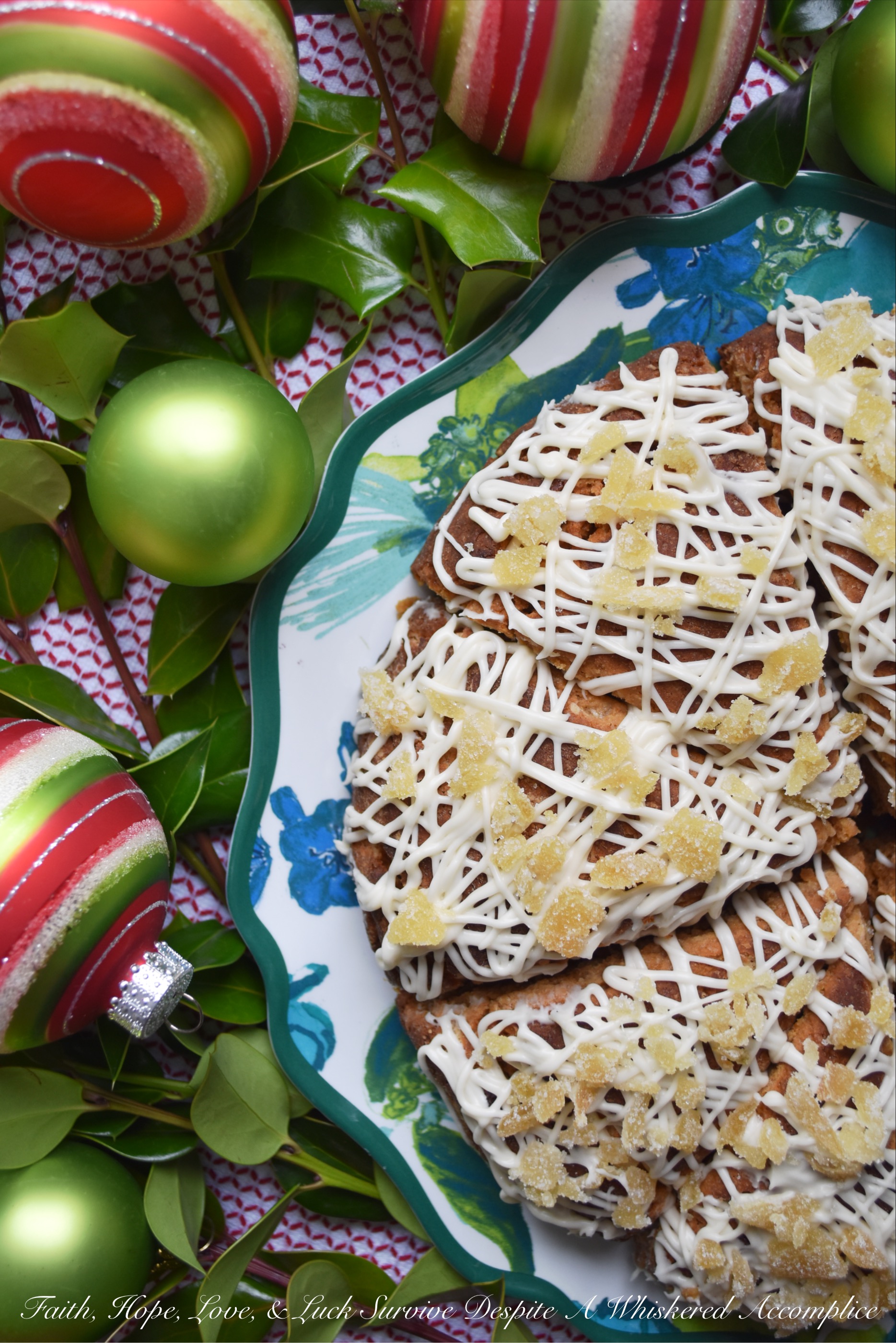 Vanilla Glazed Gingerbread Scones - Most people think of cookies when they hear the word gingerbread, however, gingerbread is a flavor that works fantastically with all sorts of delicious holiday baked goods, like these flavorful gingerbread scones. After being drizzled with a vanilla glaze, and then garnished with finely chopped crystallized ginger, these scones become quite the festive Christmas breakfast or dessert treat.
