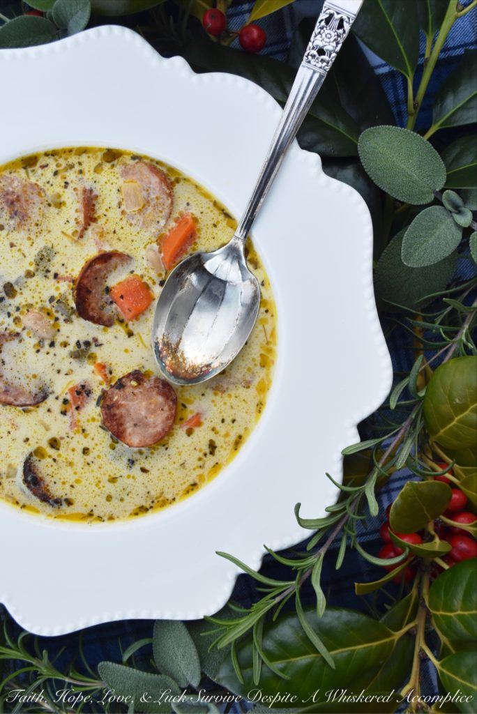 Kielbasa, Beer, & Bean Winter Soup - The only thing better than a comforting bowl of soup is a comforting bowl of soup that can be made using only one pot. I'm fairly certain that you'll find this one-pot recipe, using Polish kielbasa, beer, great northern beans, and a few additional herbs and vegetables, to be an immense blessing when it comes to making a warm, comforting, well-balanced meal on a busy winter weeknight.