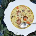 Kielbasa, Beer, & Bean Winter Soup - The only thing better than a comforting bowl of soup is a comforting bowl of soup that can be made using only one pot. I'm fairly certain that you'll find this one-pot recipe, using Polish kielbasa, beer, great northern beans, and a few additional herbs and vegetables, to be an immense blessing when it comes to making a warm, comforting, well-balanced meal on a busy winter weeknight.