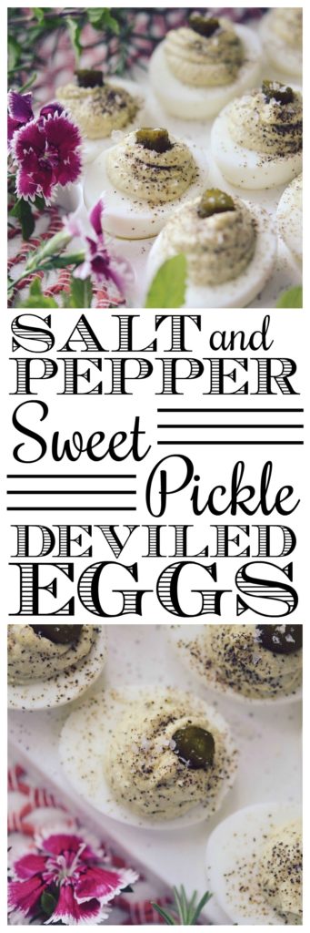 Salt and Pepper Sweet Pickle Deviled Eggs - Deviled eggs are probably one of the appetizers people get most excited about when they appear on a holiday table or at a special event. Thankfully, it doesn't take much to turn an ordinary deviled egg into an extraordinary one. In this case, all that's needed is a little bit of flakey sea salt, finely ground black pepper, and a few added slices of sweet pickle.
