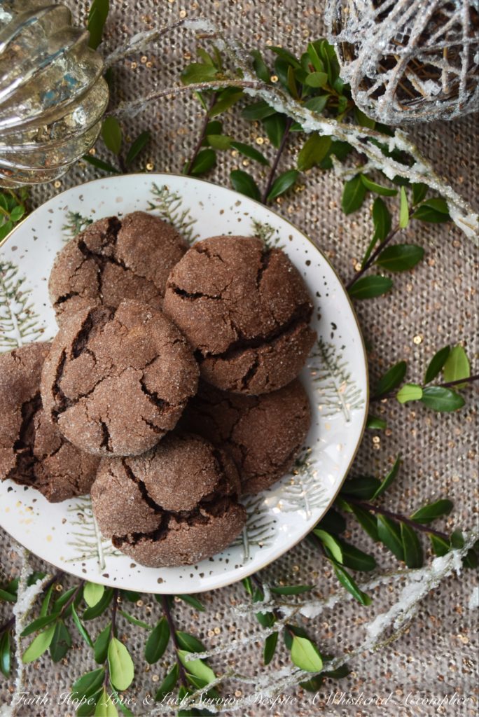 Chocolate Espresso Brown Sugar Cookies - These crunchy sugar-coated chocolate Christmas cookies are a perfect addition to any holiday cookie tray. With just the right hint of espresso, they are a cookie that both kids and adults alike will both find equally delicious.