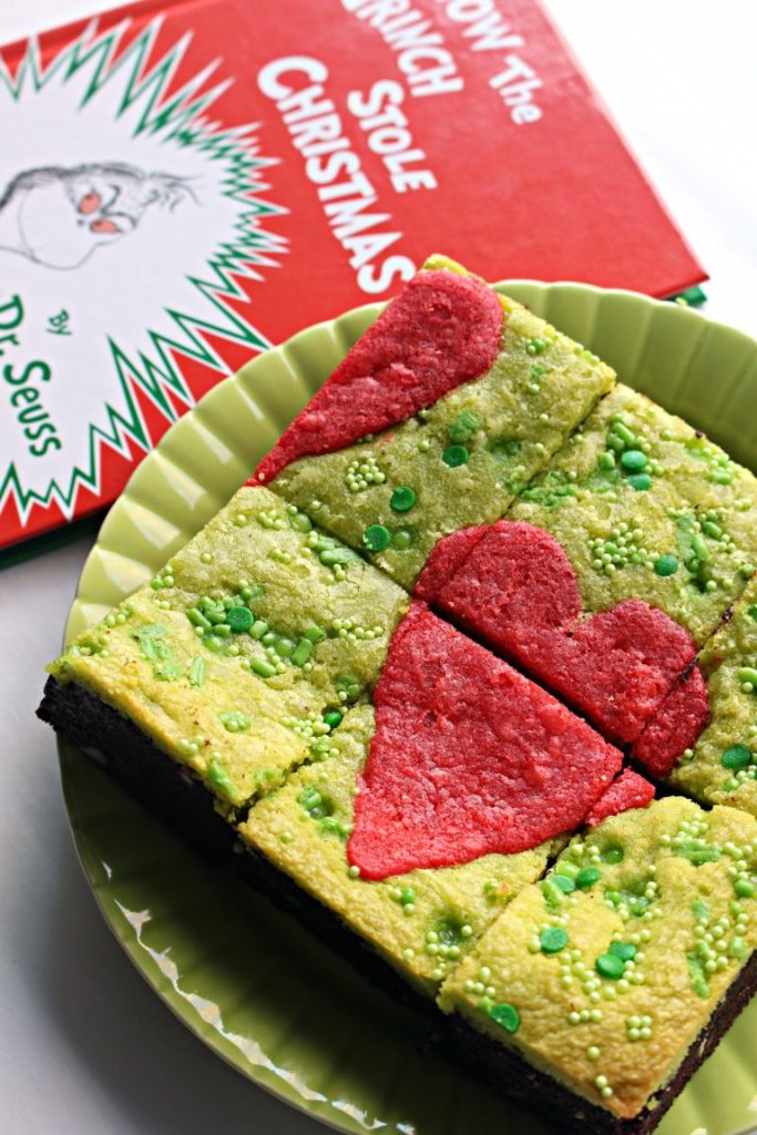 Grinch Brownies - The Monday Box - Welcome to the Friday Frenzy, the best food and craft link party on the web. Visit us this week to see what recipes and crafts we are most excited about.