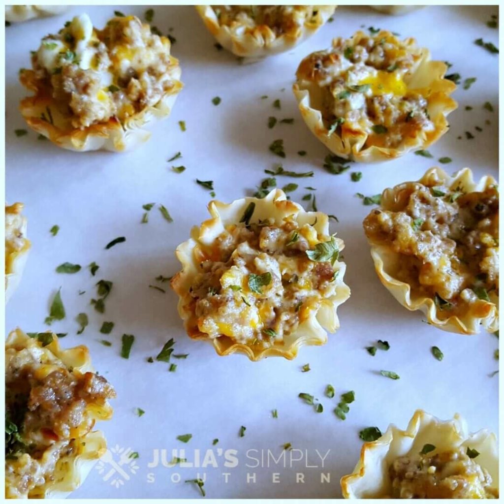 Spicy Sausage Tarts - Julia's Simply Southern - Welcome to the Friday Frenzy, the best food and craft link party on the web. Visit us this week to see what recipes and crafts we are most excited about.