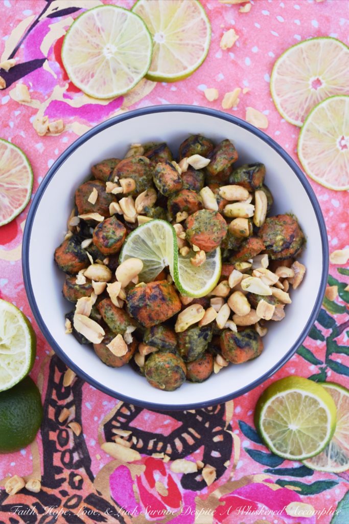 Vegan Thai Roasted Carrots with Peanuts - Transform basic roasted carrots into a truly extraordinary vegan side dish with a simple Thai sauce made using fresh cilantro, lime juice, peanut butter, salt, and crushed red pepper flakes. Add a few roughly chopped salted roasted peanuts before serving, and you'll have a flavorful healthy vegetable dish your entire family will ask for again and again.
