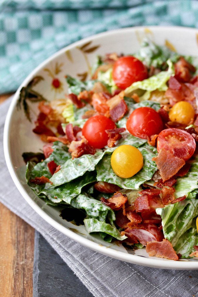 Bacon, Lettuce, and Tomato Salad (B.L.T. Style Salad) Karen's Kitchen Stories - Welcome to Friday! Friday! Friday! Favorites! Each Friday we'll be sharing our favorite recipes of the week from other fabulous food bloggers, so make sure to visit and see what tasty over-the-top dishes we're most excited about.