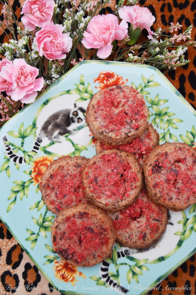 Strawberry Dark Chocolate Shortbread Biscuits - English shortbread biscuits are wonderful on their own, with their buttery flavor and crumbly texture, however, when you add freeze-dried strawberries and dark chocolate into the dough, they become even more amazing. Whether you choose to bake these cookies for Valentine's Day or on any other day of the year, their lovely strawberry and chocolate flavor is sure to win over hearts.