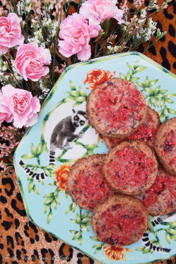 Strawberry Dark Chocolate Shortbread Biscuits - English shortbread biscuits are wonderful on their own, with their buttery flavor and crumbly texture, however, when you add freeze-dried strawberries and dark chocolate into the dough, they become even more amazing. Whether you choose to bake these cookies for Valentine's Day or on any other day of the year, their lovely strawberry and chocolate flavor is sure to win over hearts.