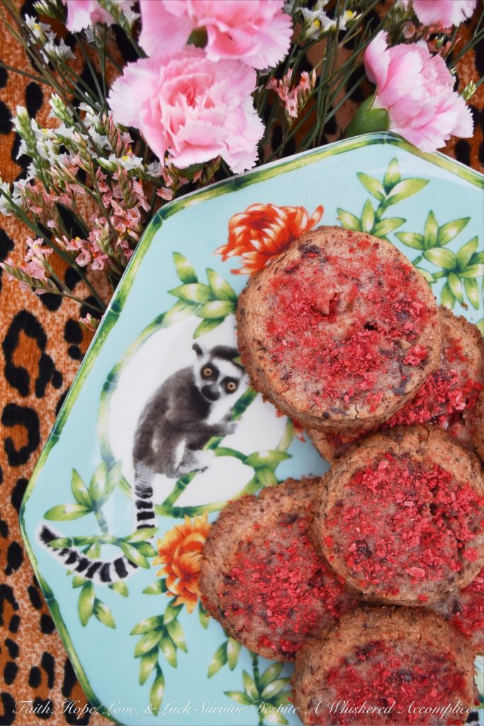 Strawberry Dark Chocolate Shortbread Biscuits - English shortbread biscuits are wonderful on their own, with their buttery flavor and crumbly texture, however, when you add freeze-dried strawberries and dark chocolate into the dough, they become even more amazing. Whether you choose to bake these cookies for Valentine's Day or on any other day of the year, their lovely strawberry and chocolate flavor is sure to win over hearts.