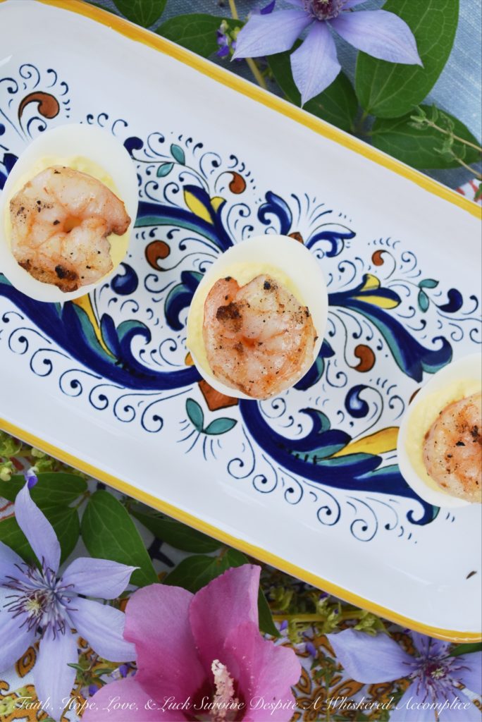 Creamy Horseradish Grilled Shrimp Deviled Eggs - Faith, Hope, Love, & Luck - This month, we're sharing a few of our family favorite recipes. We hope you enjoy a few of our breakfast, side, soup, dessert, and main dish recipes just as much we do and that perhaps they might become your family's favorite recipes as well.