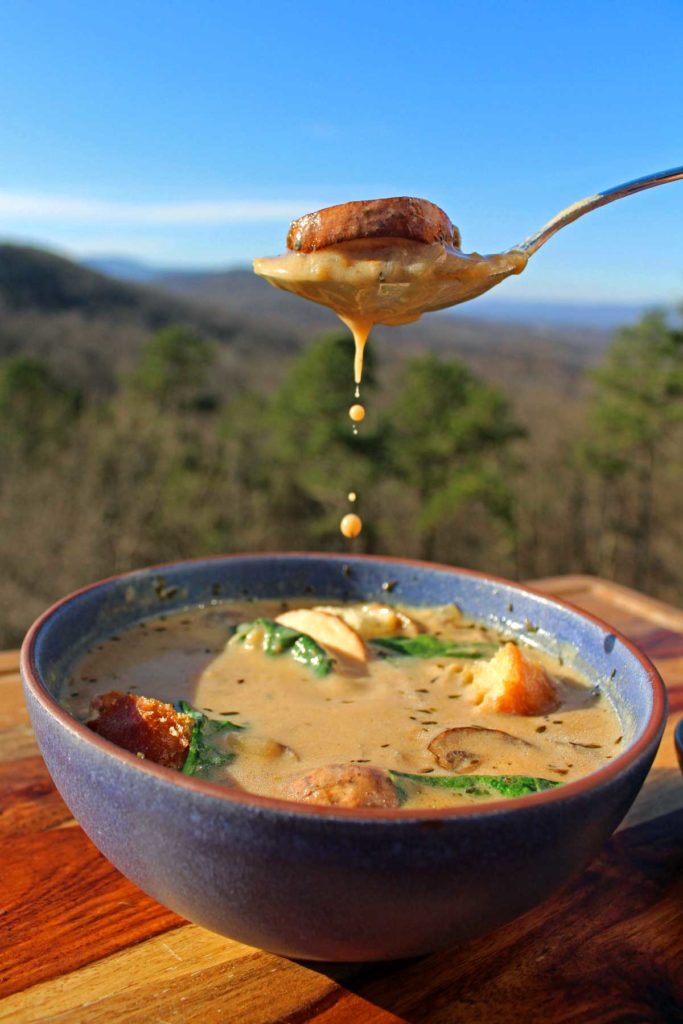 Mushroom Spinach Soup - The Mountain Kitchen - Welcome to Friday! Friday! Friday! Favorites! Each Friday we'll be sharing our favorite recipes of the week from other fabulous food bloggers, so make sure to visit and see what tasty over-the-top dishes we're most excited about.