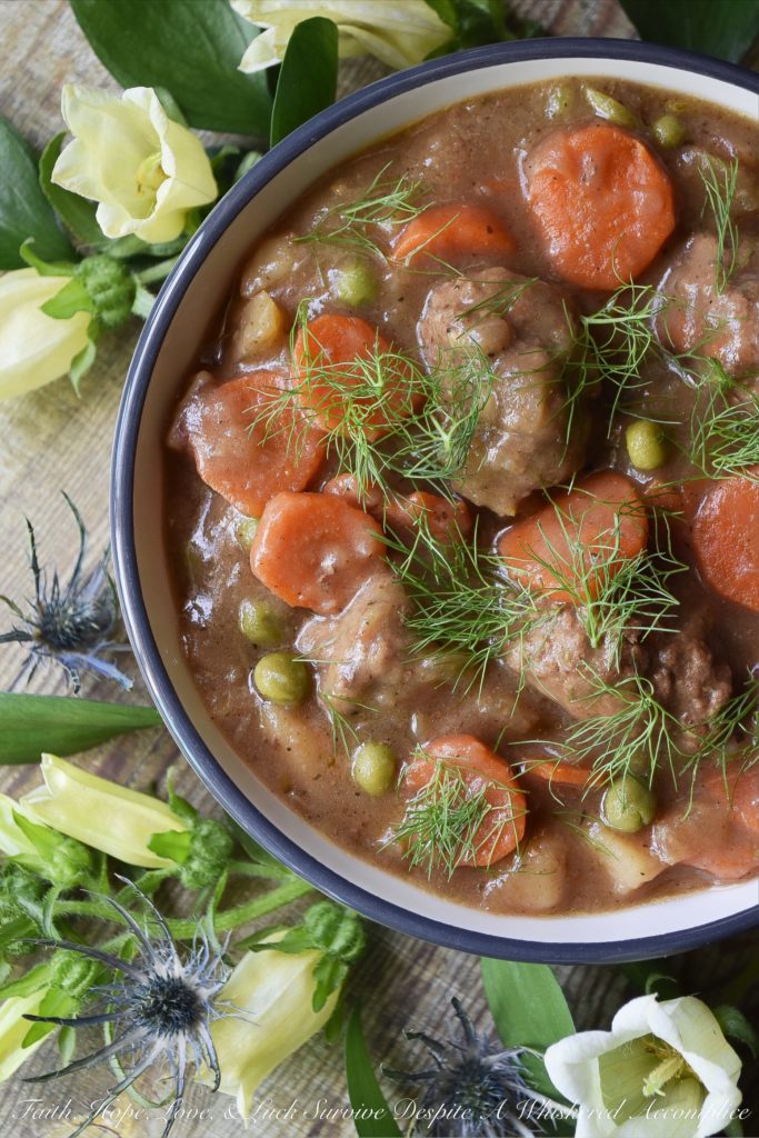 One-Pot Fennel & Stout Beef Meatball Stew - Fennel and stout are the key ingredients which make this meatball and vegetable-loaded stew such a delicious success. And, not only is this beef stew absolutely packed with flavor, thanks to the one-pot recipe, kitchen clean up is an absolute breeze.