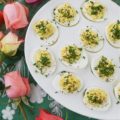 Sour Cream & Chive Stuffed Deviled Eggs - Ditch the mayonnaise. These stuffed deviled eggs are made using only sour cream, with the addition of fresh chives and a few other spices. I guarantee you won't even miss the mayonnaise in this tasty deviled egg appetizer.