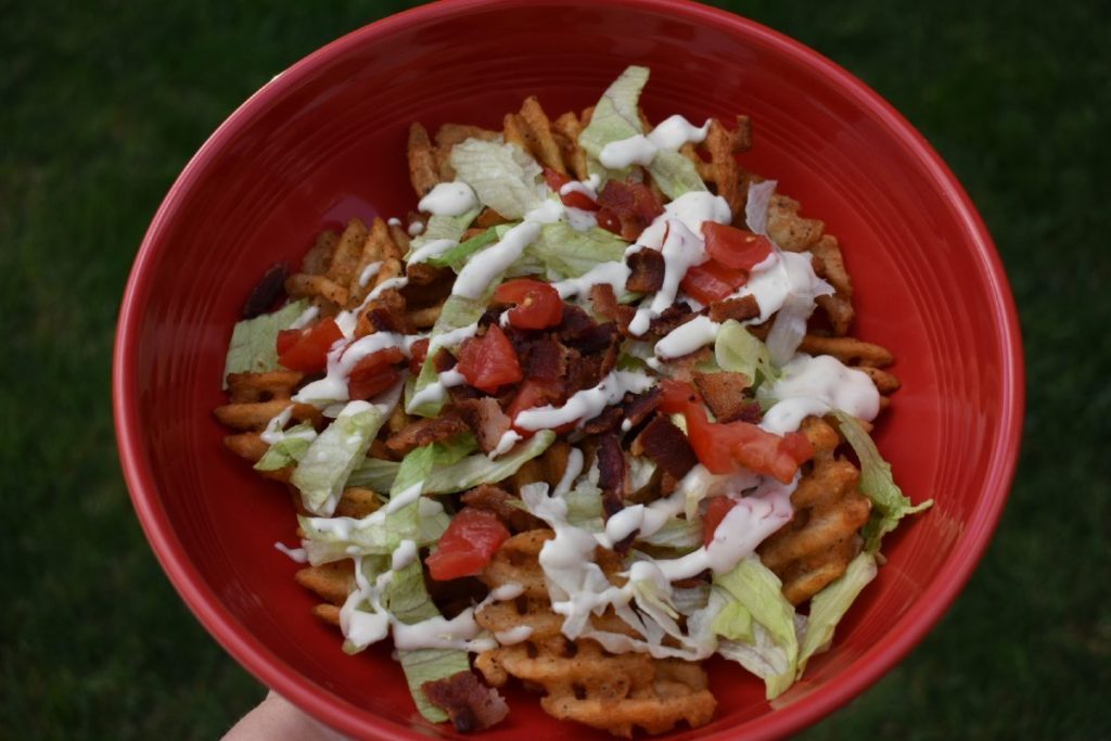 Magic Kingdom BLT Waffle Fries - Simply Inspired Meals - Welcome to Friday! Friday! Friday! Favorites! Each Friday we'll be sharing our favorite recipes of the week from other fabulous food bloggers, so make sure to visit and see what tasty over-the-top dishes we're most excited about.