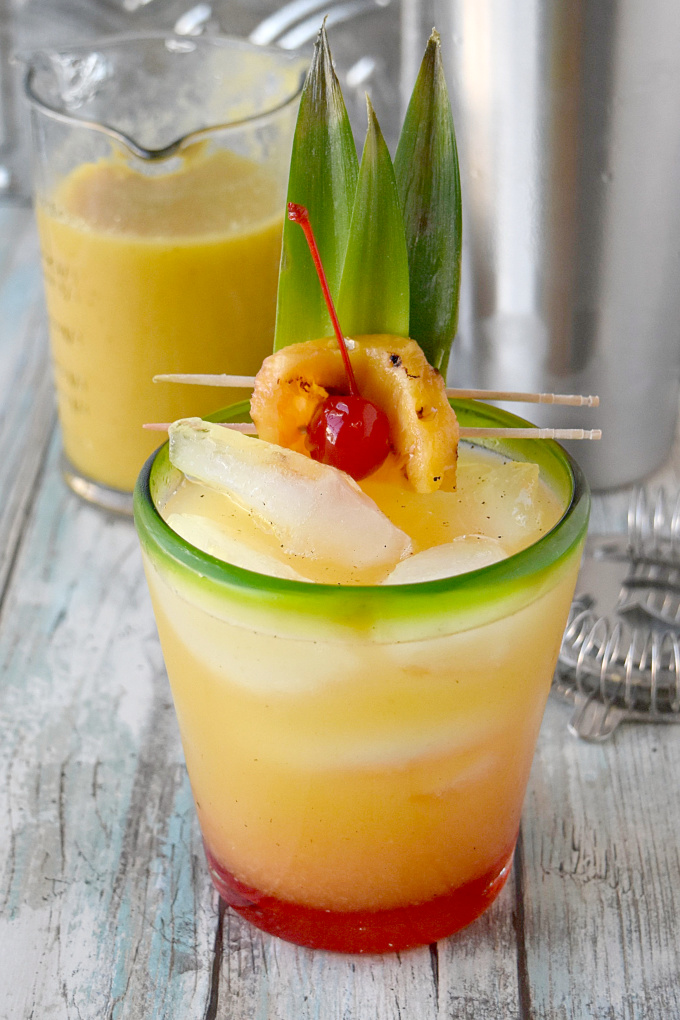 Grilled Pineapple Mai Tai - A Kitchen Hoor's Adventures - Welcome to Friday! Friday! Friday! Favorites! Each Friday we'll be sharing our favorite recipes of the week from other fabulous food bloggers, so make sure to visit and see what tasty over-the-top dishes we're most excited about.