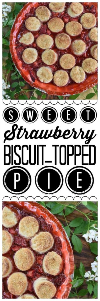 Sweet Strawberry Biscuit-Topped Pie - This sweet biscuit-topped pie is for those times when you're craving a dessert with a little extra oomph, not just any ordinary strawberry pie. Made with fresh strawberries and covered in small sugar-coated buttery biscuits, this strawberry pie is practically bubbling over with oomph.