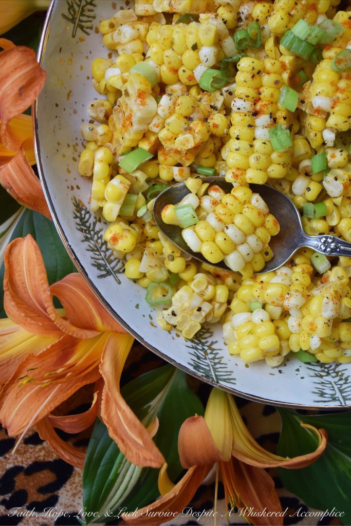 Smoky Ground Cumin & Paprika Corn Salad - Ground cumin and paprika add a lovely smoky flavor to this healthy corn salad. I can practically guarantee that this is one vegetable side dish your entire family will look forward to this summer. So, make sure to buy lots of corn the next time you're at your local grocery store or farmer's market.
